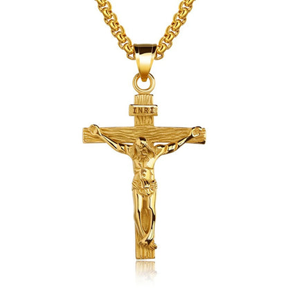 Christian Jesus Cross Necklace For Women Men Stainless Steel Chains Choker Religion Cross Pendants Jewelry Prayer Baptism Gifts