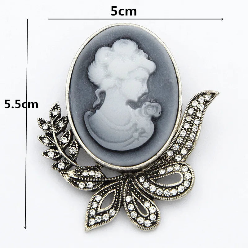 SHMIK Vintage Palace Style Relief Beauty Pendant Crystal Badges Brooch For Women Elegant Retro Middle Design Pin Jewelry
