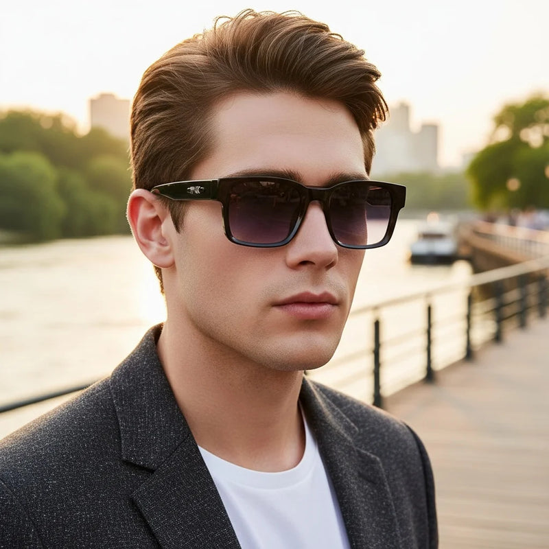 Retro Square Sunglasses. Simple And Minimalist Thick-frame Design. Uv Protection. Suitable For Both Men And Women. Style 9017.