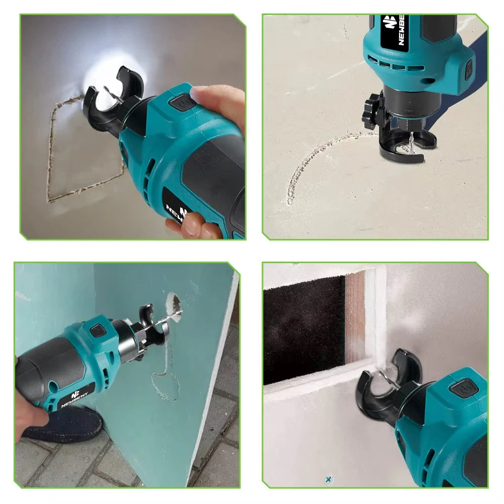 Brushless Electric Drywall Cut Out Tool 3 Gears Rotary Saw Cutting Wood Sheetrock Cordless Power Tools For Makita 18V Battery