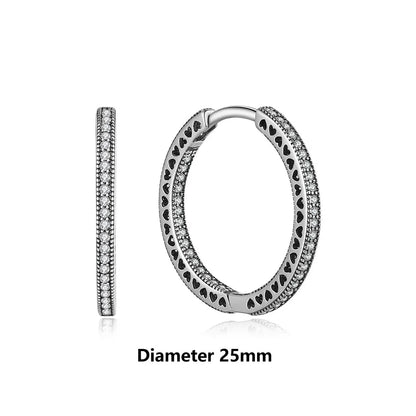 New 2026 Original 925 Sterling Silver Earrings For Women Piercing Hoop Love Heart Earings Rose Gold Wedding Gift Luxury Jewelry