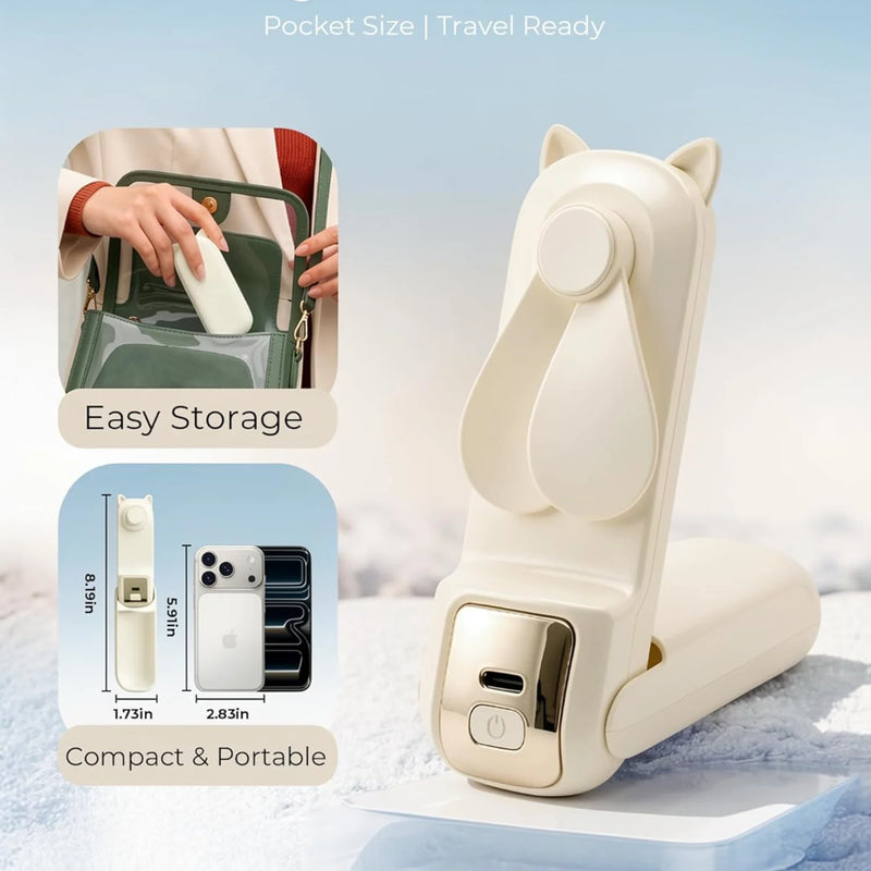 Portable Handheld Fan, Small Rechargeable Personal Mini Fan, Summer Travel Essentials with 3-Speed