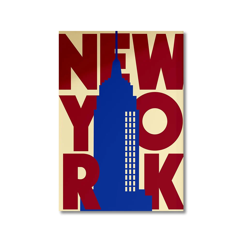 Nordic Simple City Landscape Poster London New York Paris Rome Mid Century Wall Art Decor Canvas Painting Gifts Home Decorative