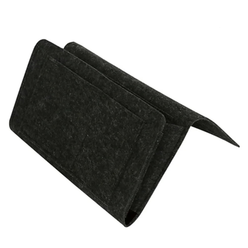 Hanging Storage Bag for Bed Sofa Side, Phone Book Magazine Holder Pockets, Baby Tissue Box, Felt Bedside Storage Organizer Pouch