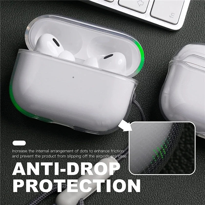 Transparente, weiche TPU-Kopfhörerhülle mit Trageschlaufe für AirPods Pro 2, 3 (2. Generation), AirPods 4, 3, 1 (3. Generation, 2024) – Zubehör