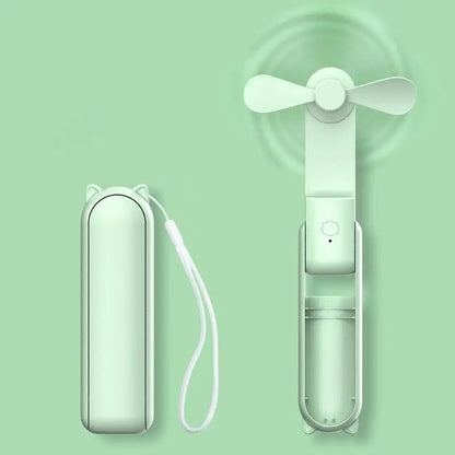Portable Fan 2000mAh USB Rechargeable 3 Speed Mini Handheld Foldable Fan Hand Held Small Pocket Travel Fan with Handy Power Bank