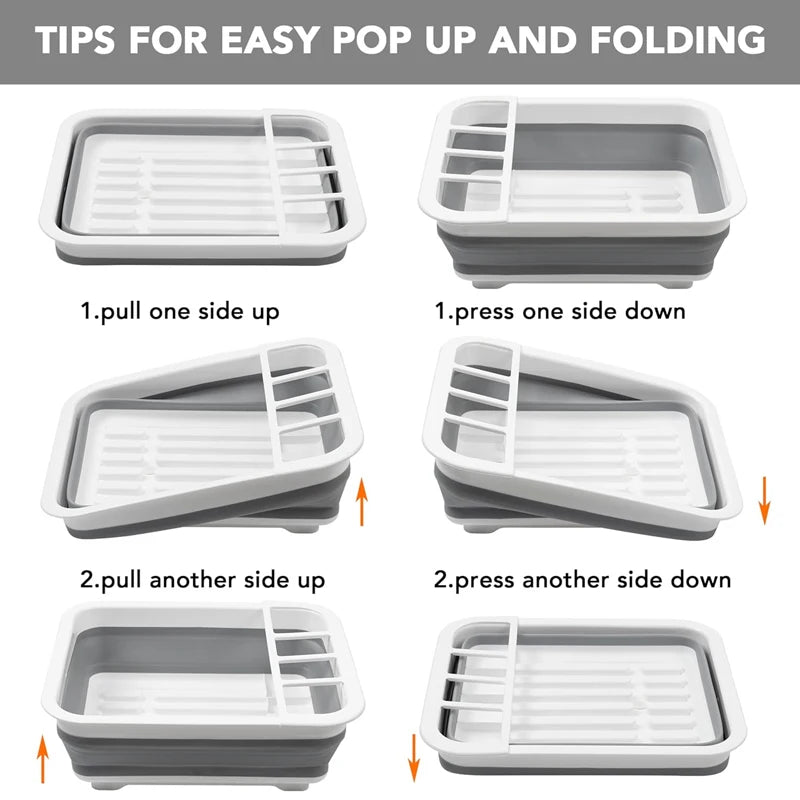Kitchen Foldable Dish Rack  Storage Holder Drainer Bowl Tableware Plate Portable Drying Rack Home Dinnerware Dish Rack Organizer