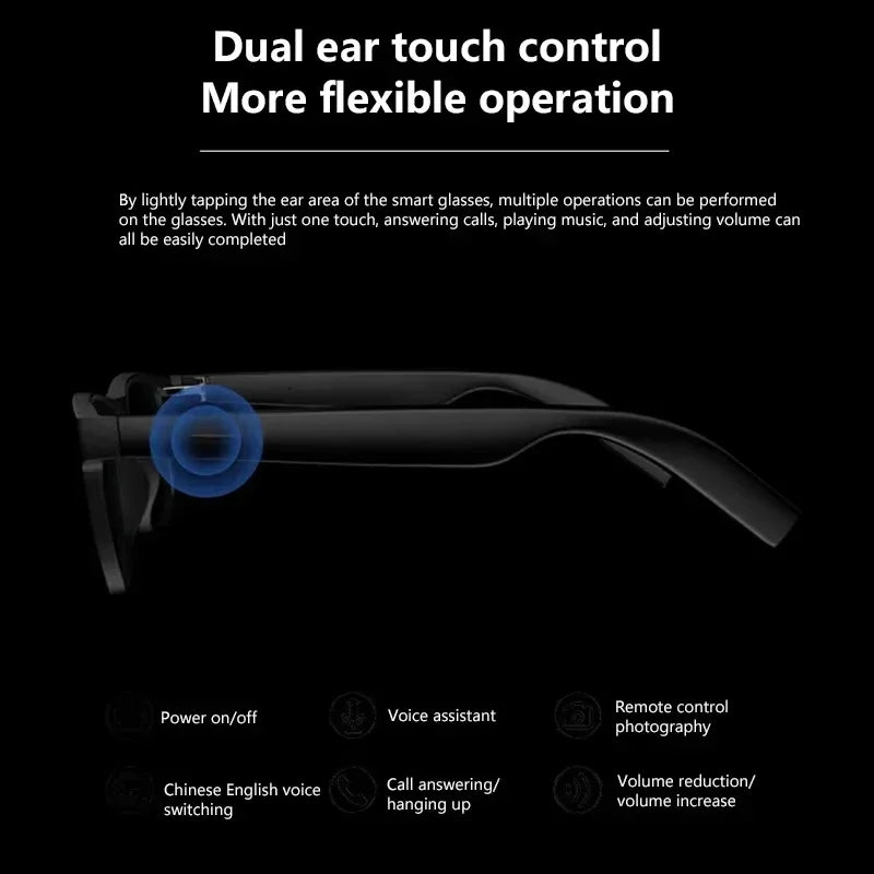 Lenovo 2026  8K HD AI Smart Sunglasses Touch Control Photo Recording Translator Voice Assistant Music Bluetooth Wireless Glasses