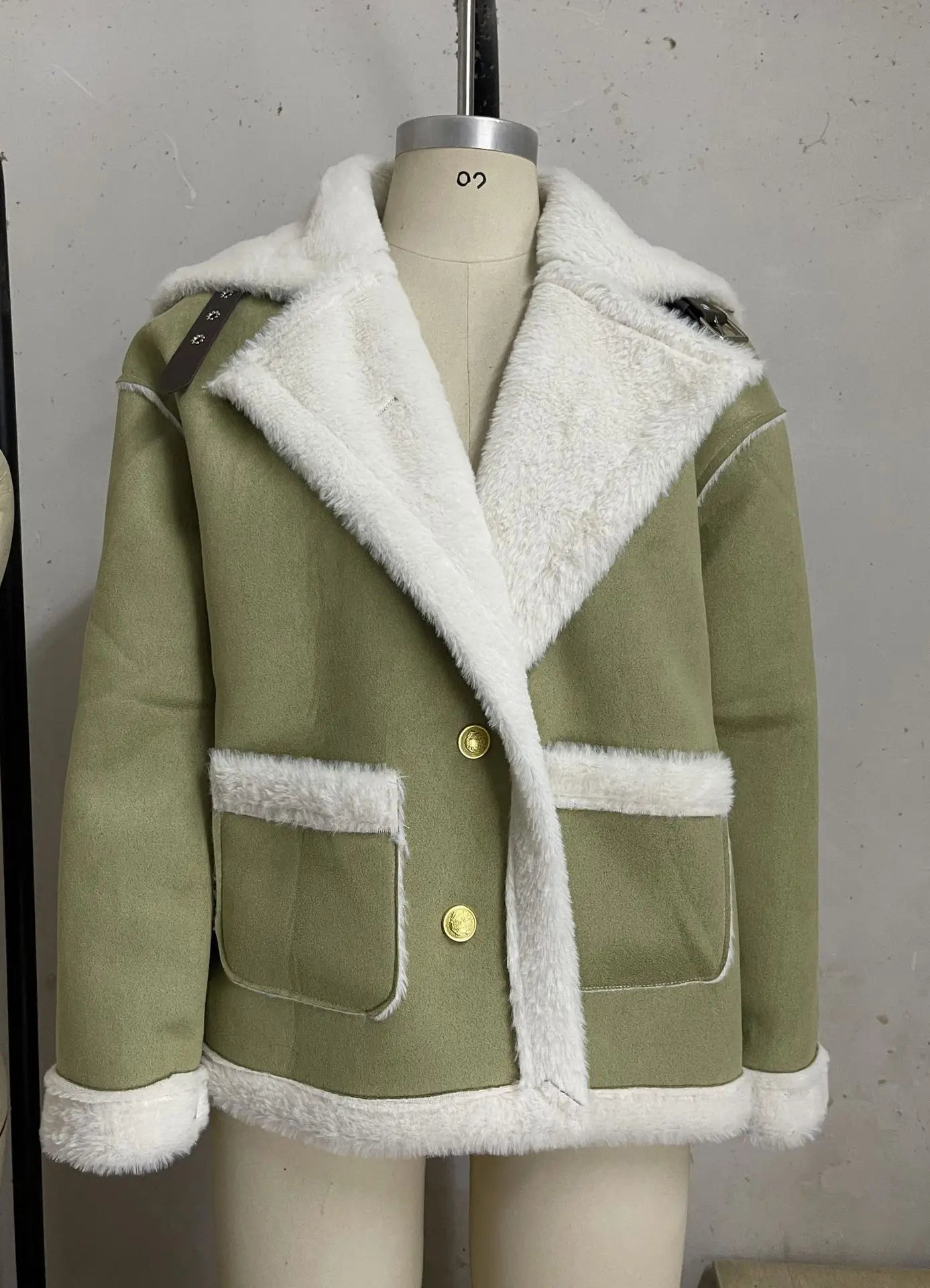 Women Shearling Jacket Casual Short Coat Y2k Turn Down Collar Long Coats Single Breasted Loose Street Wear Thick 2025 Winter