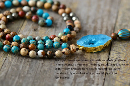 Luxury Necklace Natural Stone Pyrite Gilded Druzy Long Tassel Necklace Women Elegant Necklace Mom Gift Boho Necklace Dropship