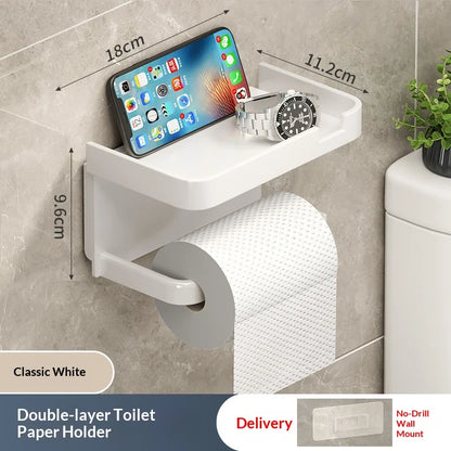 Toilet Paper Holder Plastic Storage Rack Kitchen Towel Placement of Seasoning Bottles Bathroom Wall Roll of Paper Phone Storage