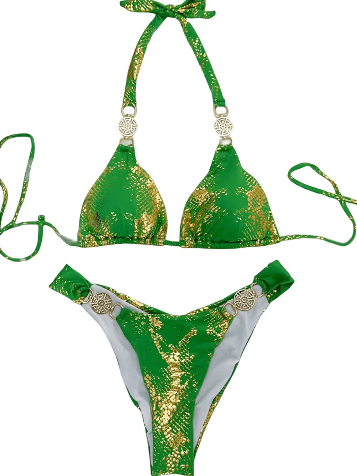 Bikinis Women White Snake Skin Print Rhinestone Micro Swimsuit 2025 Luxury Brazilian Push Up Beach Bathing Suit Thong Swimwear