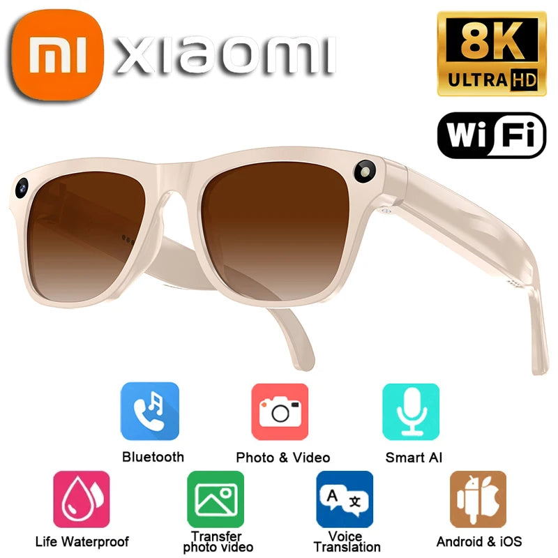 Xiaomi 4K Smart AI Glasses 800W Photochromic Multi-functional Photo Video Voice Calling Translation Bluetooth Motorcycle Glasses