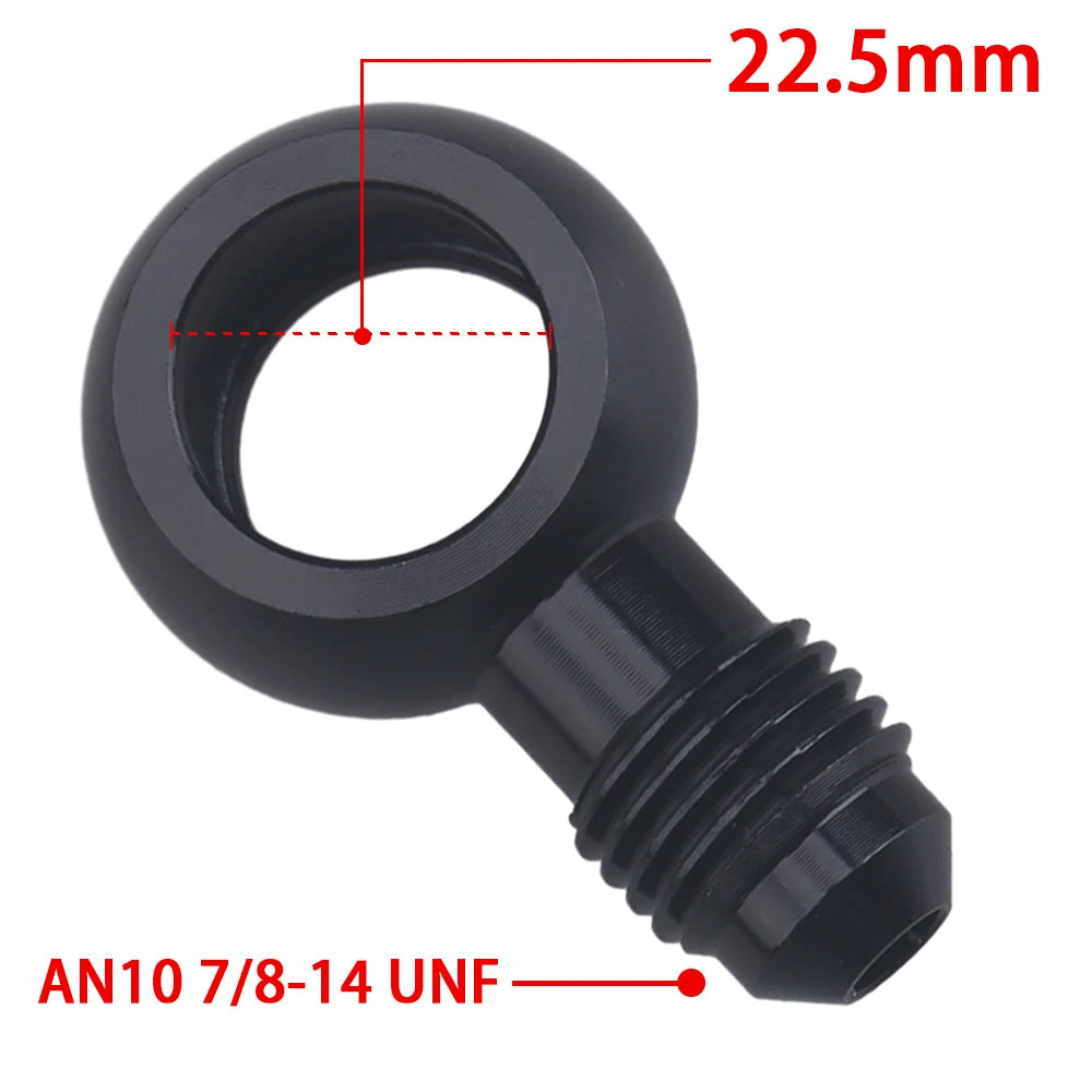 Aluminum Banjo Adapter Fitting 10AN Male Flare AN3 AN4 AN6 AN8 AN10 to 12mm 14mm 16mm Banjo Hole for Fuel & Brake Systems Black