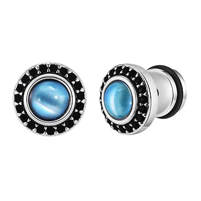Vnox Vintage Punk Black Zircon Earrings for Men, Hypoallergenic Studs Jewelry, Stainless Steel Earrings 9mm Round Jewelry Gifts