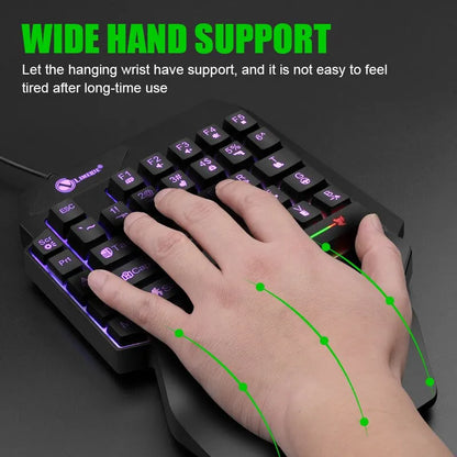 Gaming Keyboard Single Hand Mini Usb Ultra-slim Wired 35keys One Handedly Backlight Keyboard for Laptop Desktop PC Smartphone
