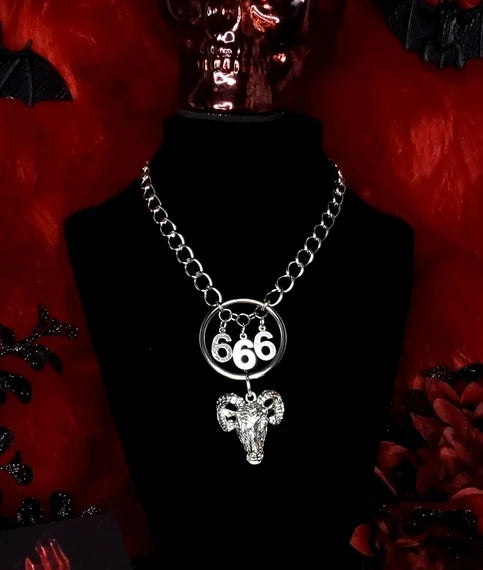 Baphomet Necklace, Lucifer Necklace, 666 Necklace,goat Necklace Witchy - Goth - Gothic- Dark Jewelry
