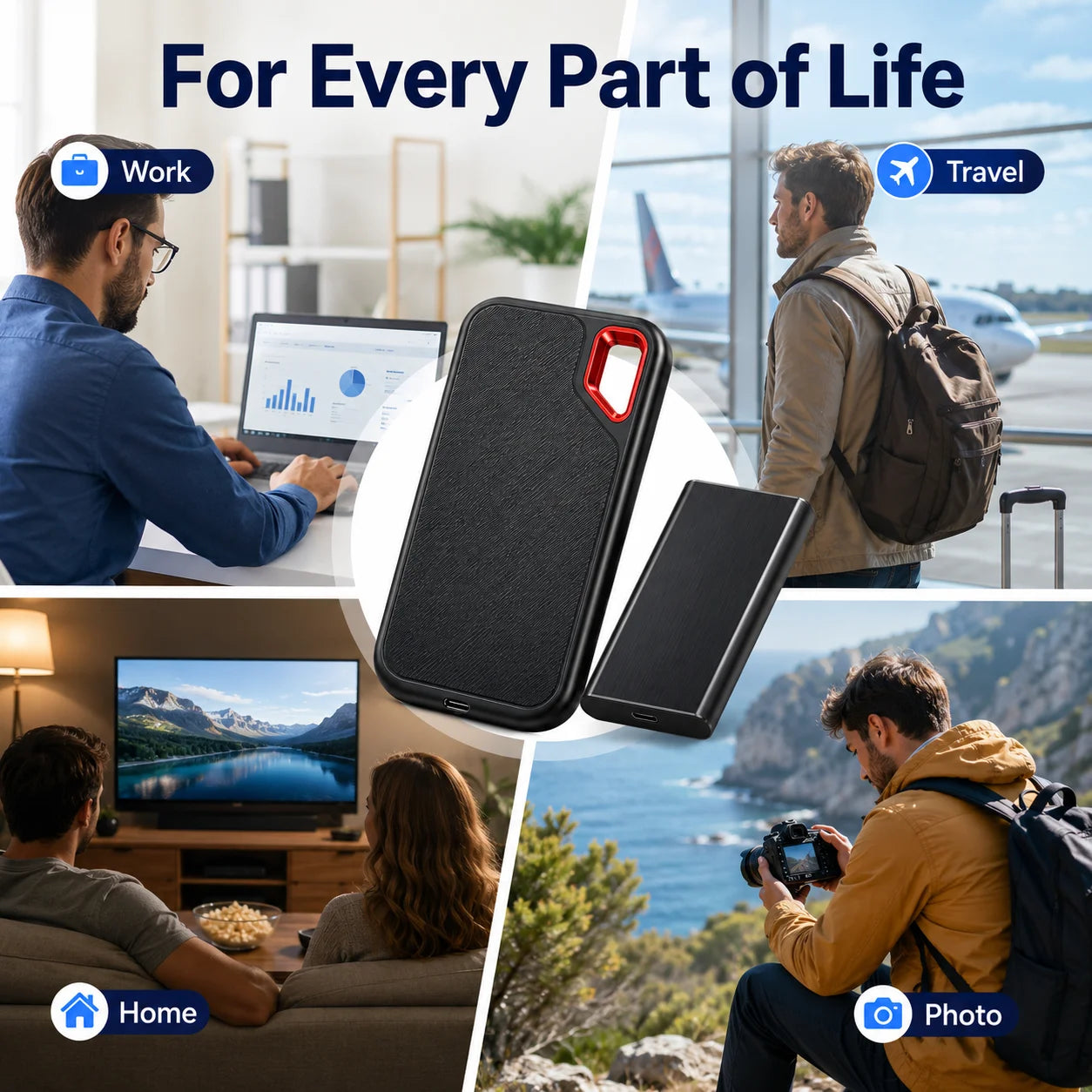 4TB Portable SSD Waterproof Shockproof for Desktop Computer Plug&Play High Speed External Solid State Drive Pro
