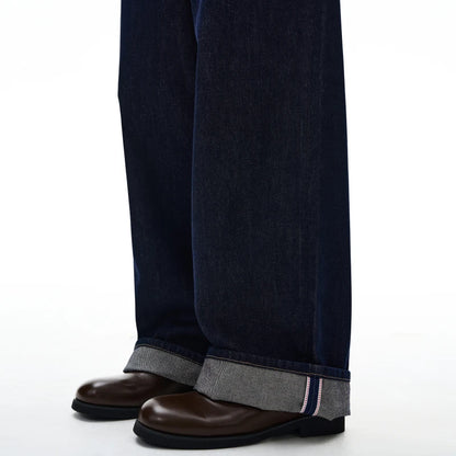 2025 Autumn/Winter High Quality American Danny Original Cow Red Ear Curled Edge Jeans Men's Straight Tube Loose Long Pants