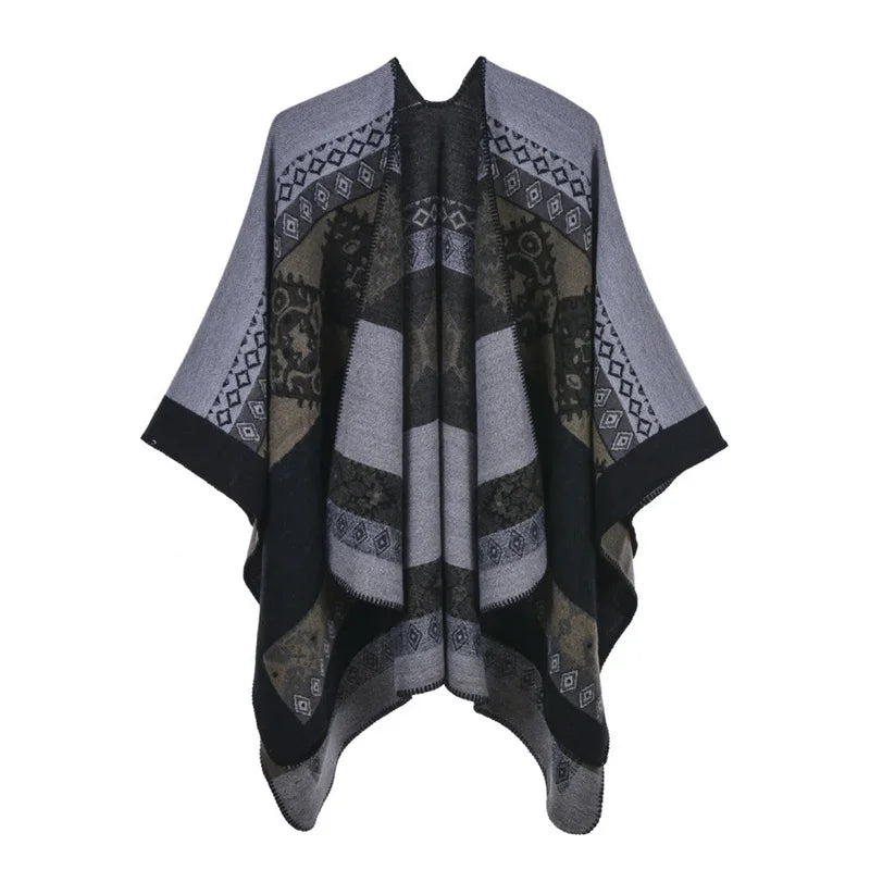 Winter Fashion Poncho Women Capes Scarf Imitation Cashmere Ladies Scarves Warm Shawls Wraps Woman Ponchos Bufanda Mujer Foulard
