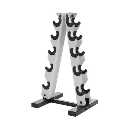 Steel Weight Plate Dumbbell Rack Storage Tree for 5 Pairs Dumbbells 100kg Capacity Weight Plate Holder Black/White