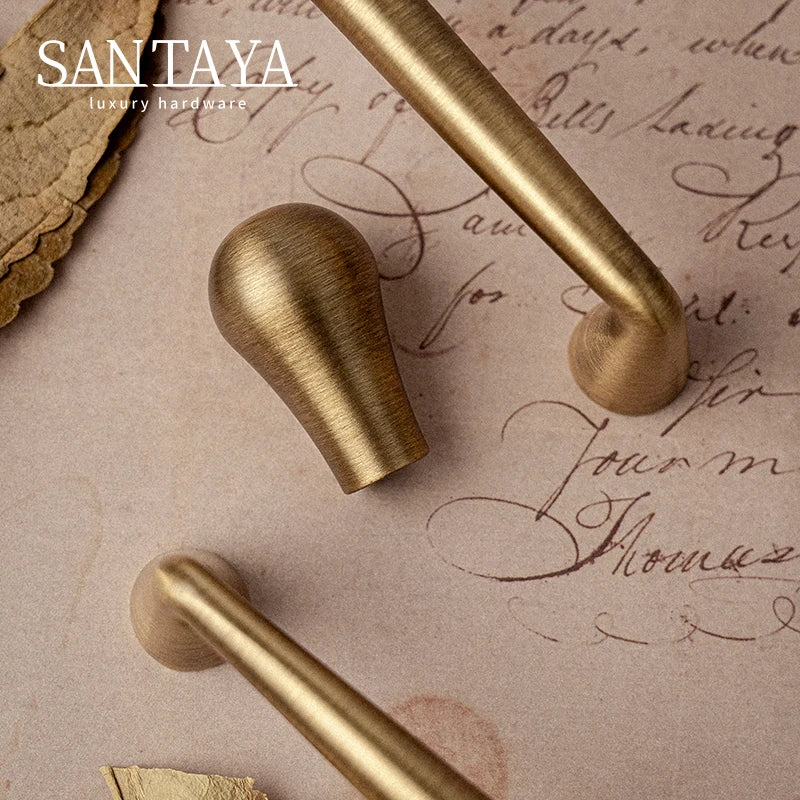 Santaya Solid Antique Brass Handle Kitchen Cabinet Pull Wardrobe Drawer Knob Furniture Hardware Long