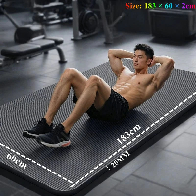 183x60cm Fitness 20mm Thick Workout Yoga Mat Indoor Pilates Noise Reduction Yoga Mat Moisture-proof Non-Slip Durable Exercise