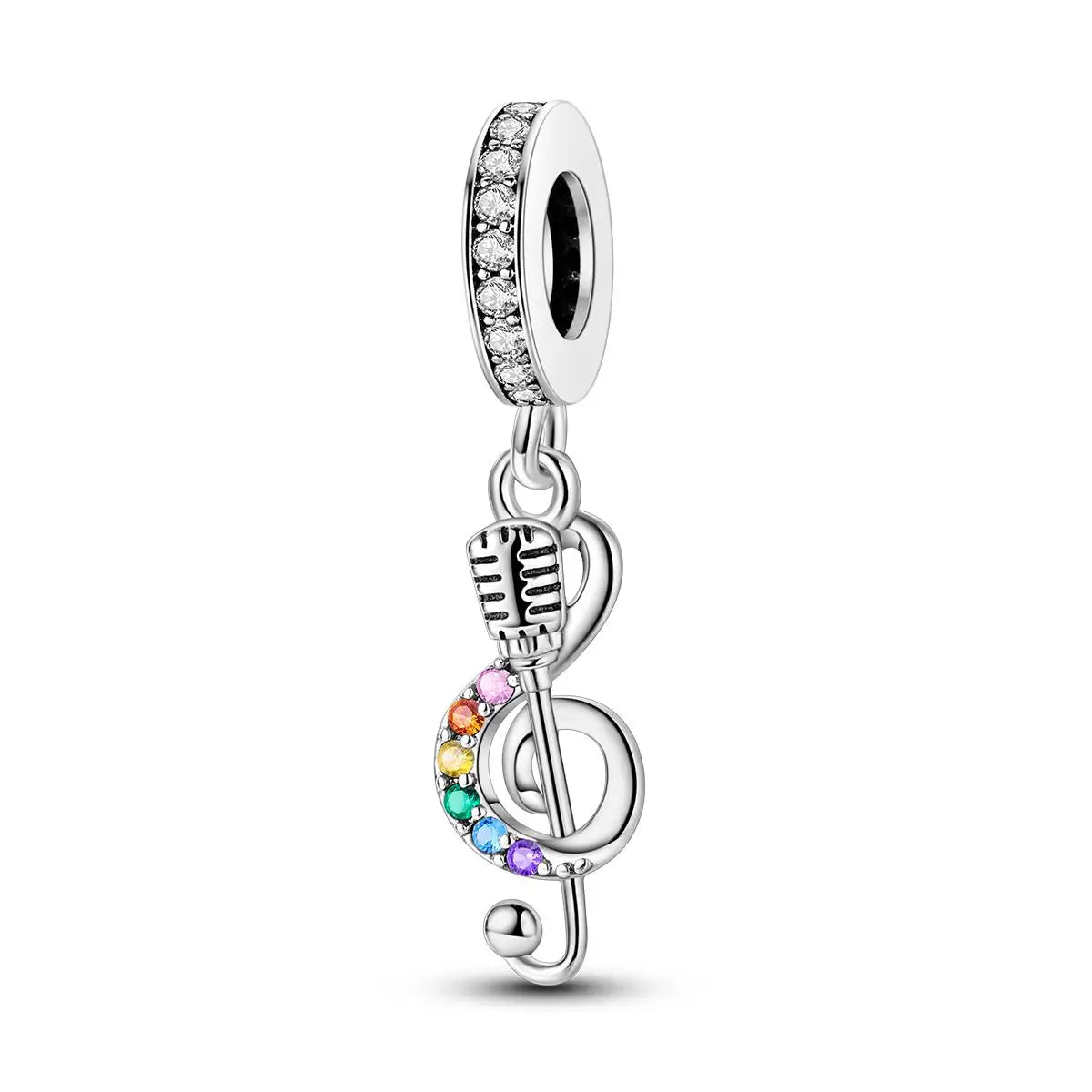 Guitar Microphone Music 925 Sterling Silver Charm Pendant Suitable Fit Original Bracelet Necklace keychain Jewelry Accessories