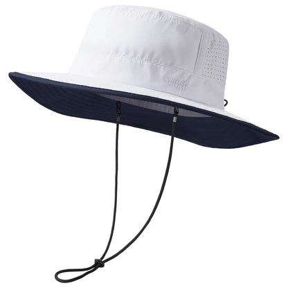 BASSDASH UPF 50+ Water-Resistant Fishing Bucket Hat with Laser Perforated Mesh Adjustable for Men Women Outdoor Hiking