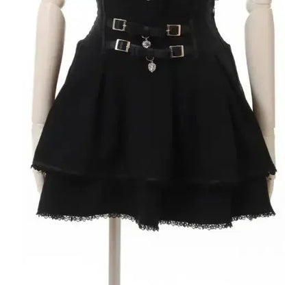Japanese Kawaii Mini Cake Skirts Womens JK Jupe Fairy Bandage Lolita High Waist Y2k Aesthetic Sweet Lace Gothic Faldas Skirt