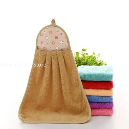 Hand Towel Coral Velvet Bathroom Supplies Soft Absorbent Cloth Dishcloths Hanging Cloth Kitchen Accessories