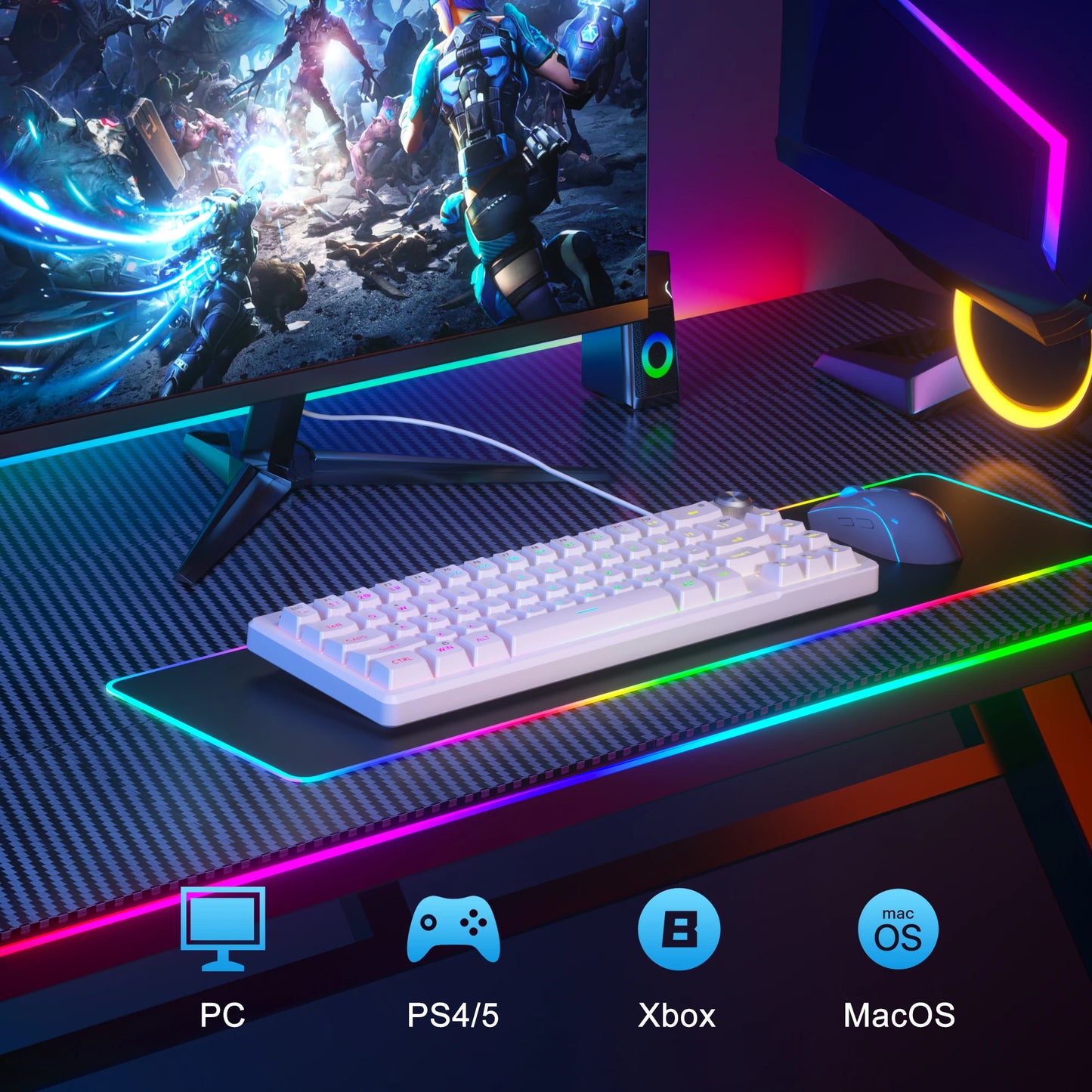 MageGee TS68 Mini 60% RGB Gaming Keyboard 68 Keys Wired RGB Gaming Keyboard with Customized