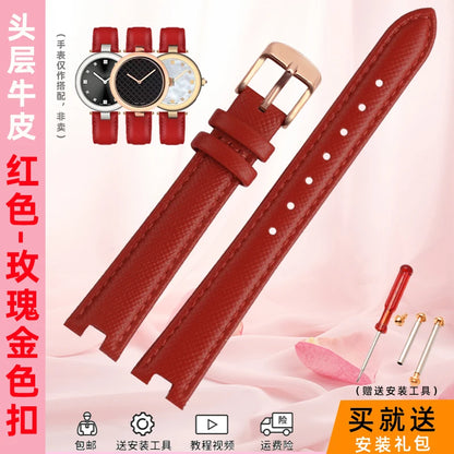 High Quality Notched Watch Strap for Gucci YA141401 YA141505  YA1414 YA1415 GC Women's Watch Leather Watchband 12x5mm 14x5mm