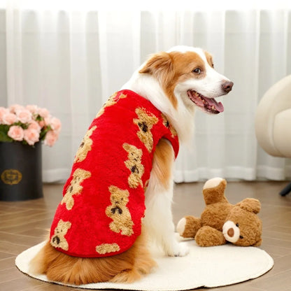 New XS-9XL Winter Puppy Clothes Cute Bear Pattern Warm Fleece Dog Vest Pet Supplies Dog Sweater Vest Pitbull New Year's Gift