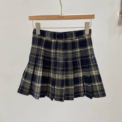 Women Plaid Pleated Mini Skirt Teen-girl High Waist Check Tennis Skirt Preppy Academia Y2K Outfit