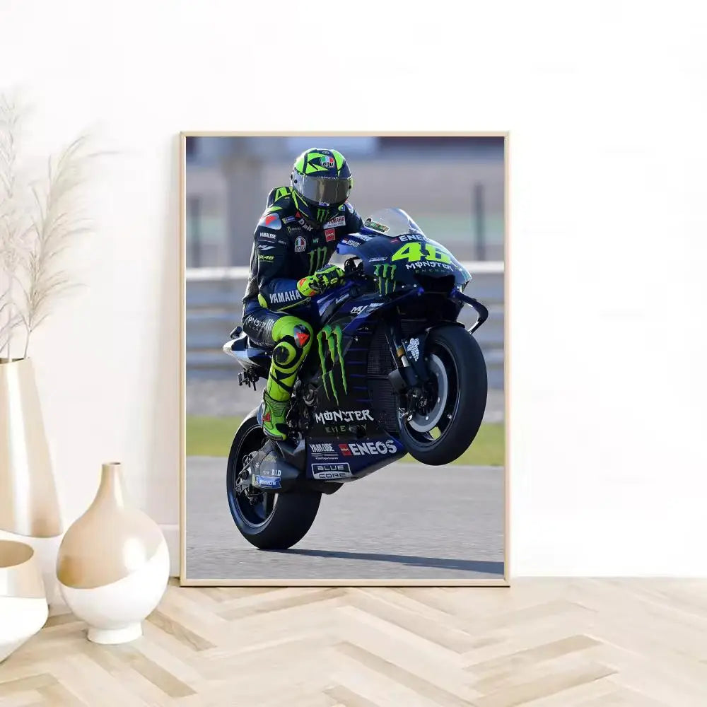 Painting Calligraphy HD Waterproof Canvas Wall Art Poster Home Room Decor Gift Motorcycle Racer Valentino Rossies