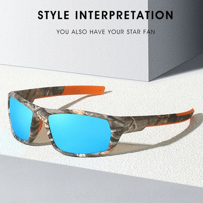 New Sunglasses for Men Sport Polarized Square Frame Camouflage Sun Glasses Driving Fishing Cycling Skiing Sun Eyewear UV400