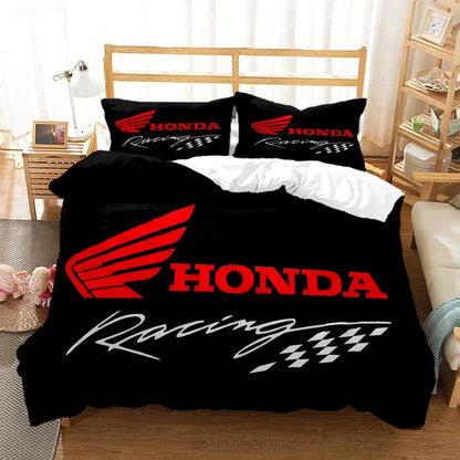HRC-HONDA Motorcycle logo Duvet Cover Comforter Bedding sets Soft Quilt Cover and Pillowcases for Teens Single/Double/Queen/King