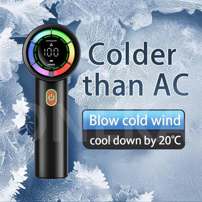 Portable handheld fan, 4 trendy colors, delivers refreshing cool breeze, stylish and versatile, with long-lasting battery life.