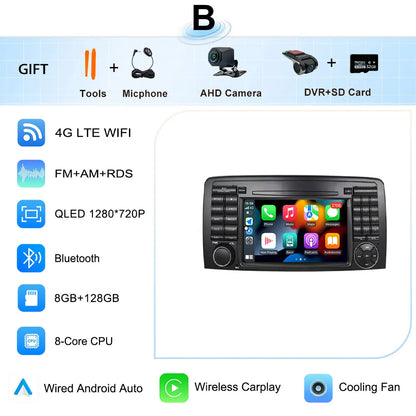 for Mercedes-Benz R-Class R300 R350 R400 2006-2014 GPS Navigation 7" 2.5D Touch Screen Android 16 Wireless CarPlay DSP Stereo