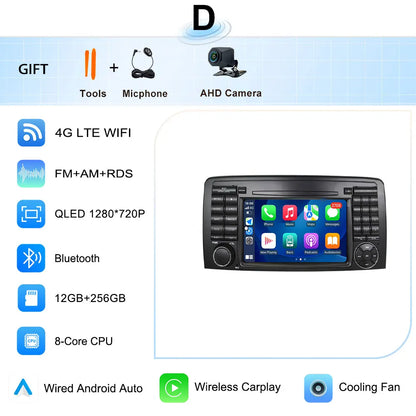 for Mercedes-Benz R-Class R300 R350 R400 2006-2014 GPS Navigation 7" 2.5D Touch Screen Android 16 Wireless CarPlay DSP Stereo