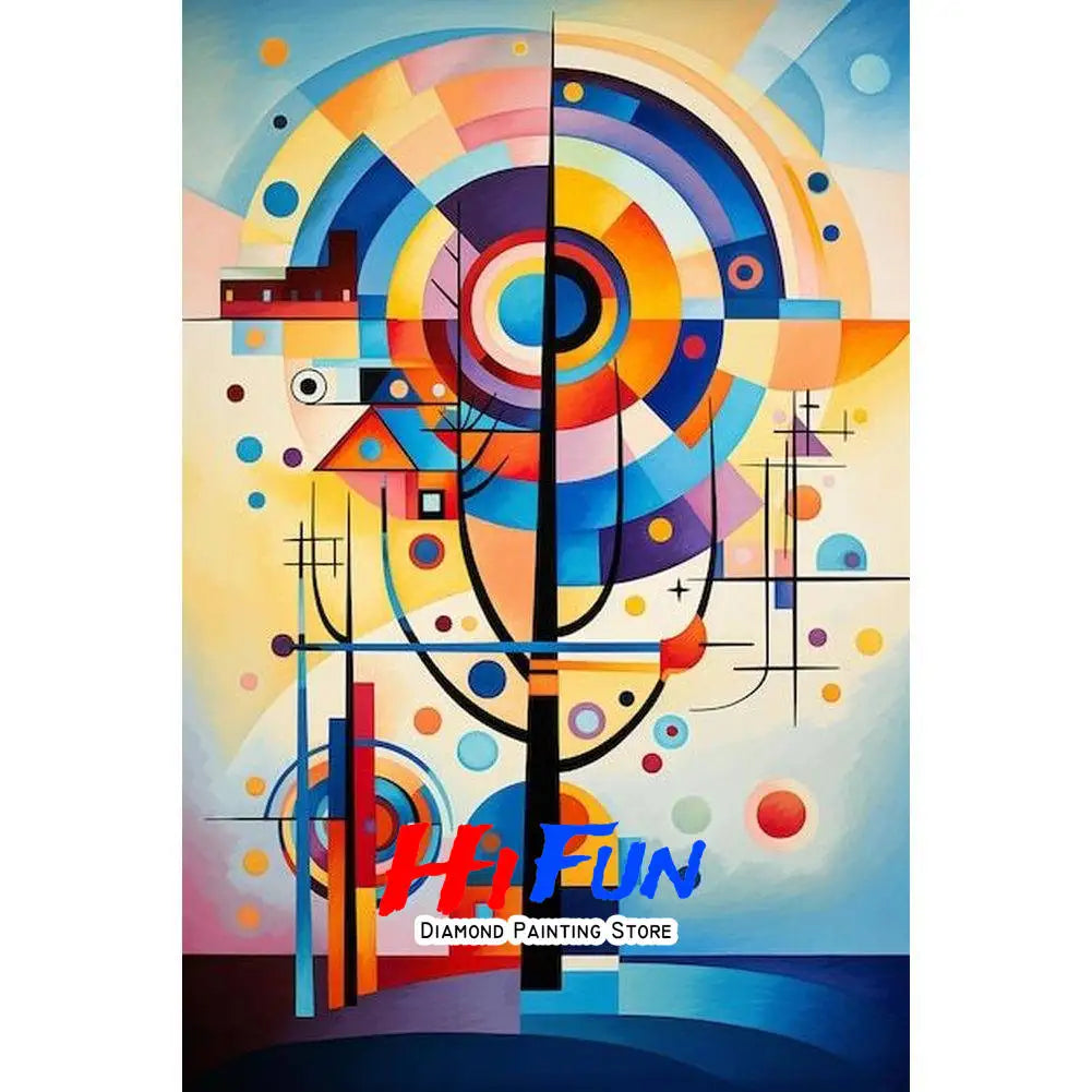 Diamond Painting Full Drill Western Abstraction Art Wassily Kandinsky Poster Rhinestones Mosaic Embroidery  Living Room Decor