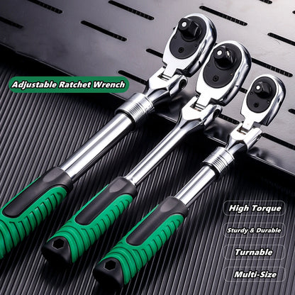 Drive Socket Drive Standard Ratchet Wrench , 1/4，3/8，1/2 Inch Flexible 72-Tooth Extendable Telescopic Socket Spanner Wrench