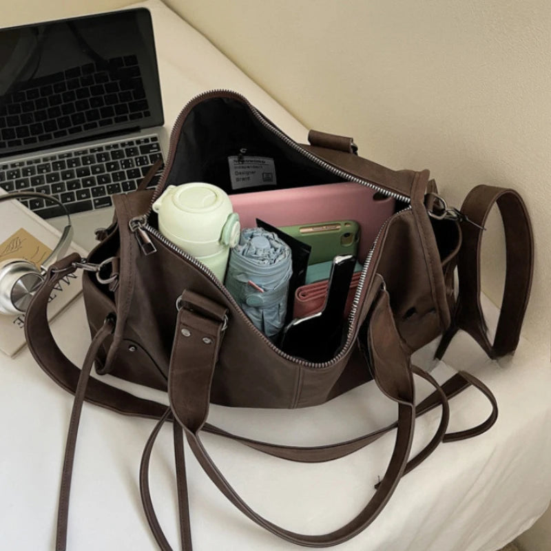 Retro Women's Motorcycle Handbag Brand Tassel Design High-end Shoulder Pillow Bag Trendy Large Capacity Underarm Bag Women's Bag