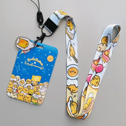 Gudetama ID Badge Holder Cartoon Lanyard Pendant Neck Strap Boys Girls Business Card Holder Keychain Accessories Kids Gifts