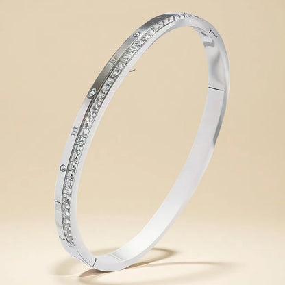 Yupsk Fashion Black Roman Numerals Stainless Steel Bangles Set for Women Men Stainless Steel Couple Bracelet Jewelry Gift