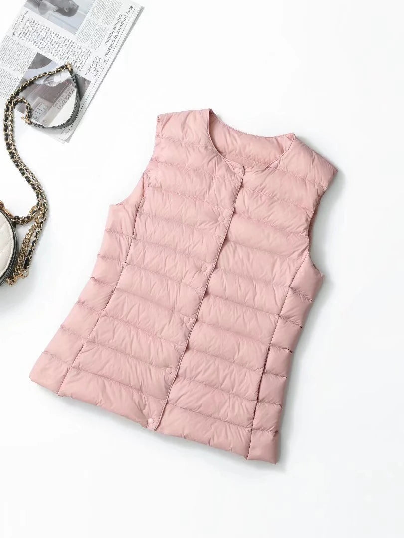 NewBang Women's Matt Fabric Waistcoat Warm Vests Ultra Light Down Vest Women Portable Warm Sleeveless Winter Liner