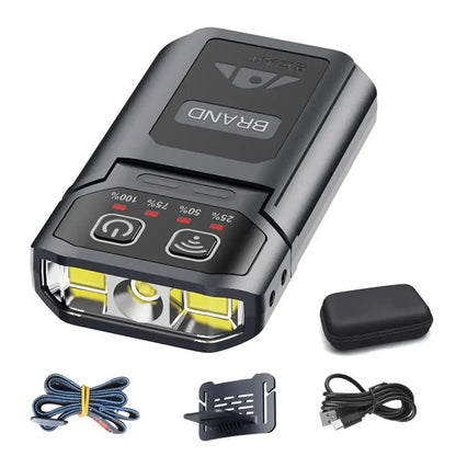 LED Headlamp Clip On Cap Hat Light Head Torch Fishing Camping Lamp USB Rechargeable Head Lamp Portable Lighting Headlight
