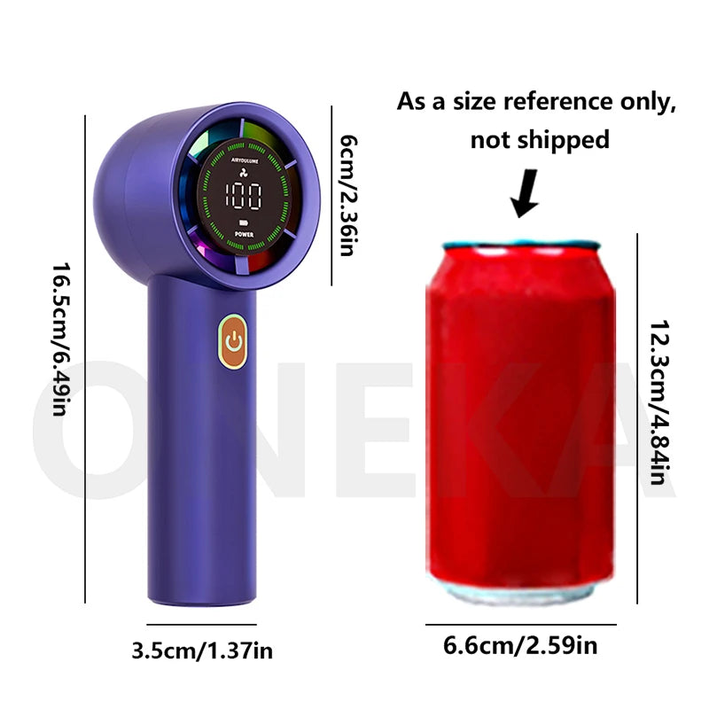 Portable handheld fan, 4 trendy colors, delivers refreshing cool breeze, stylish and versatile, with long-lasting battery life.