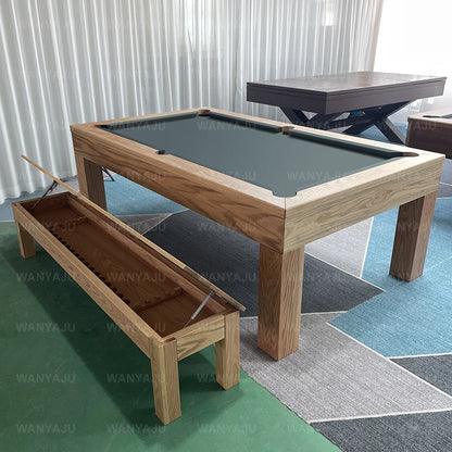 Dining Room Furniture Solid Wood Slate Bed 3-in-1 Multifunctional Convertible Dining Pool Table Tennis Table and Benches